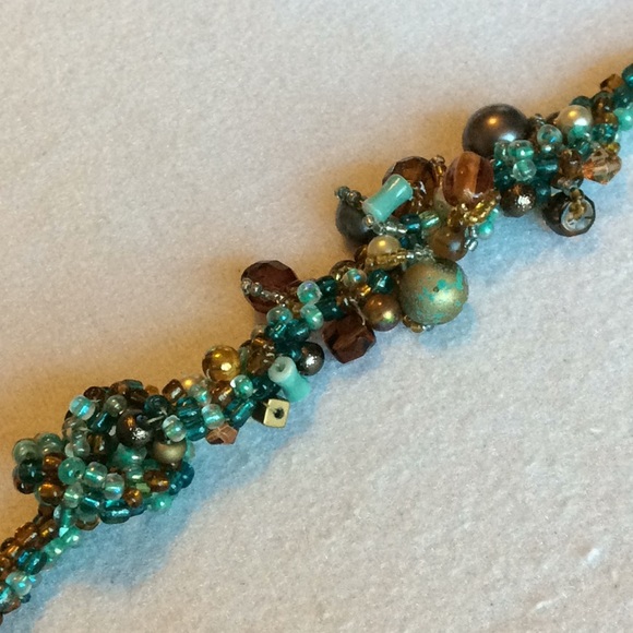 FINAL SALE PRICE CL Designs Long Embellished Necklace in Blue/Amber - Picture 3 of 6